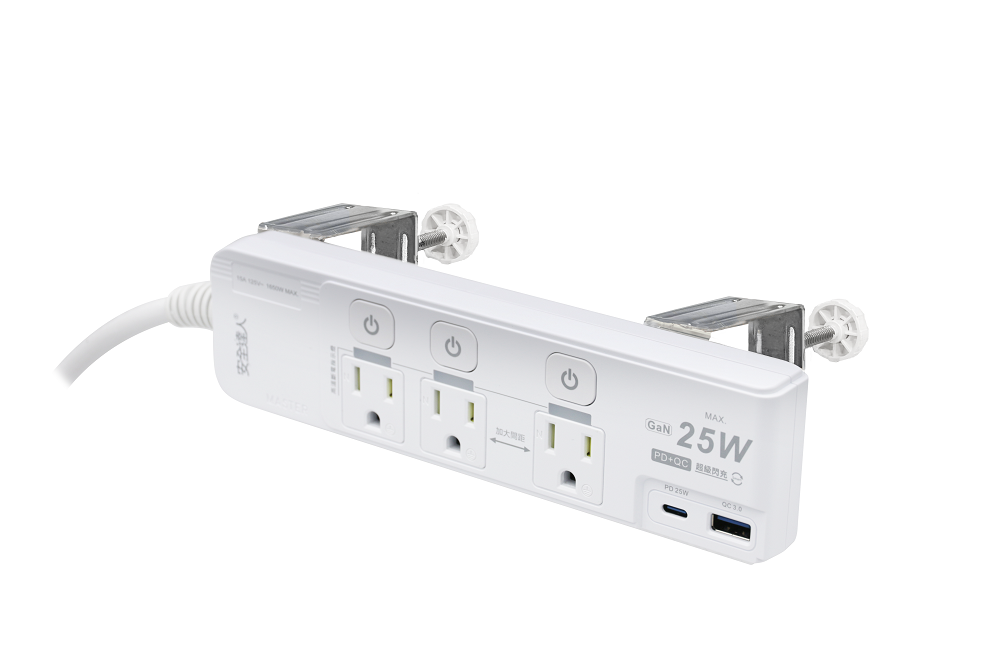【安全達人C-81P25NC+C】4開3插3P 25W USB超級閃充延長線(含夾子配件)
